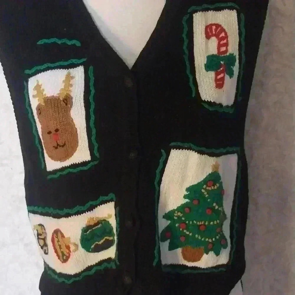 Bryn Connelly Christmas Ugly Knit Sweater Vest Women’s Holiday Grandma Core - Picture 2 of 8